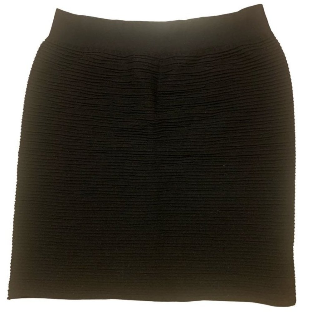 F&F Black Stretchy Textured Lines Bodycon Mini Skirt